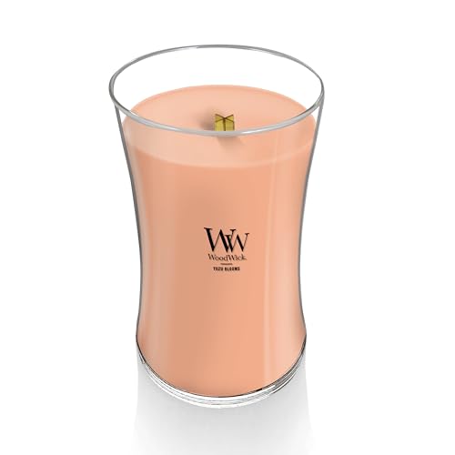 WoodWick Yuzu Blooms Gifts for Women and Men, 21.5 oz Large Hourglass Candle with Crackling Wick
