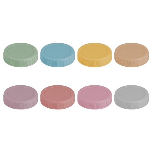 8-Pack Regular Mouth Plastic Mason Jar Lids with Silicone Rings - 70mm