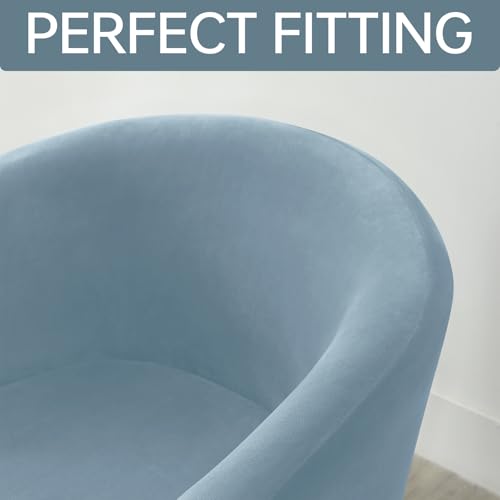 2-Piece Velvet Chair Slipcover Set for Barrel Chairs - Baby Blue