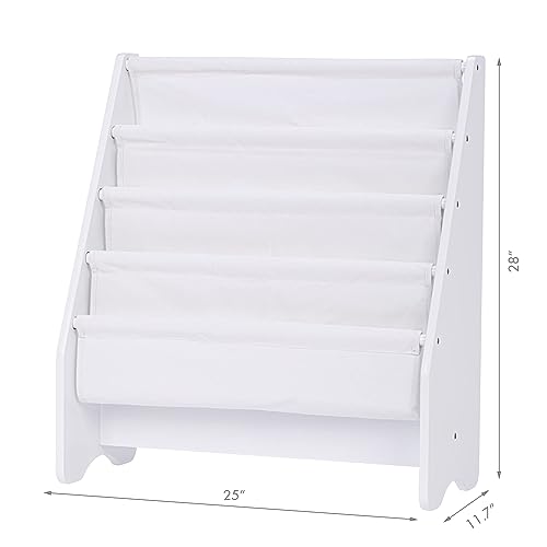 4-Tier Kids Bookshelf with Cotton Slings - Front-Facing Toddler Book Rack