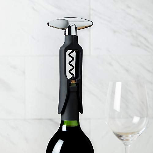 TRUE Black Self Pulling Corkscrew Wine Opener - Easy Turn Bar & Kitchen Tool