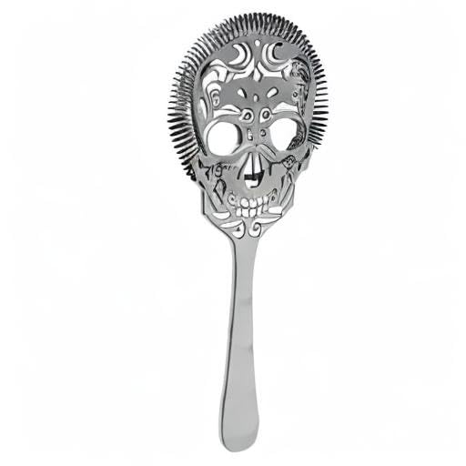 Skull Cocktail Strainer with Handle - Stainless Steel Bar Tool for Mixing & Serving