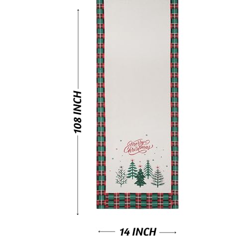 Folkulture Christmas Table Runner 14 x 108 Inches Red & White Holiday Decor