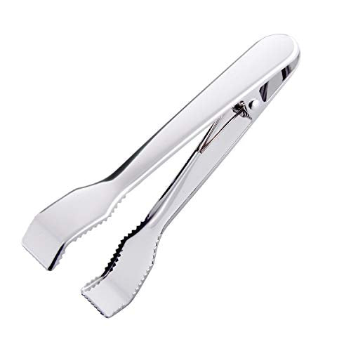 HINMAY 6-3/4 Inch Stainless Steel Ice Tongs for Ice Buckets, Multi-Purpose Serving Tool