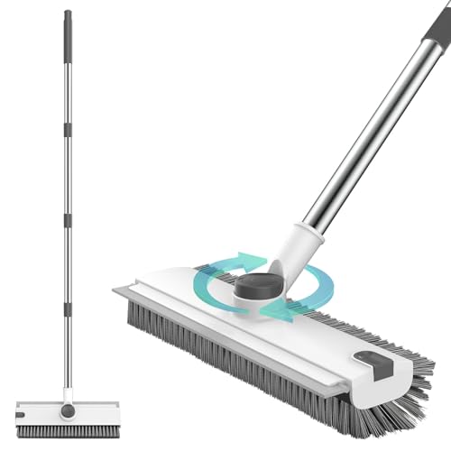 3-in-1 Floor Scrub Brush with Squeegee & 54-Inch Adjustable Long Handle