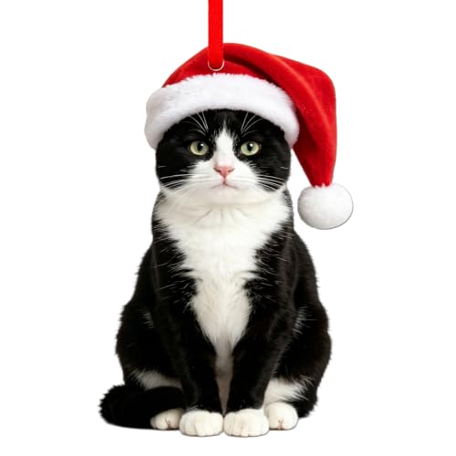 Tuxedo Cat Christmas Ornament - WYARMGIF 1.9 x 3.1 in Acrylic Cat Ornament