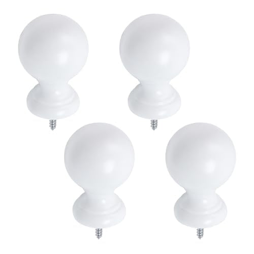 Wooden Curtain Rod Finials, 0.94-inch Inner Diameter Decorative Caps (4 Pack)