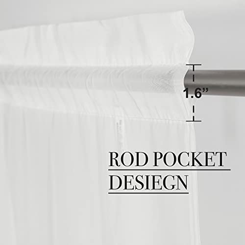 NICETOWN Voile Sheer Window Curtains for Bedroom, Rod Pocket Elegant Airy Sheer Curtains Sweep The Floor for Living Room, W60 x L95, 4 Panels, Ivory