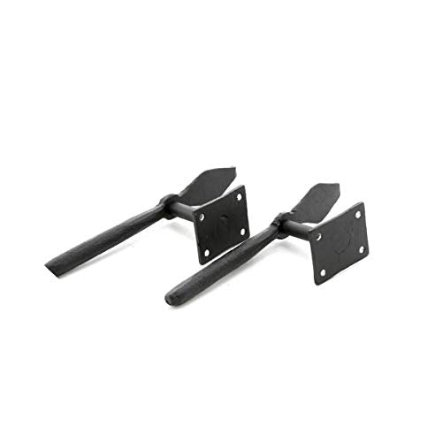 7-Inch Spoon Shaped Wrought Iron Shutter Dogs - Black Decorative Set