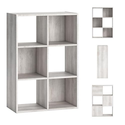 Signature Design by Ashley 6-Cube Storage Organizer Bookshelf Whitewash - Coastal Chic Style