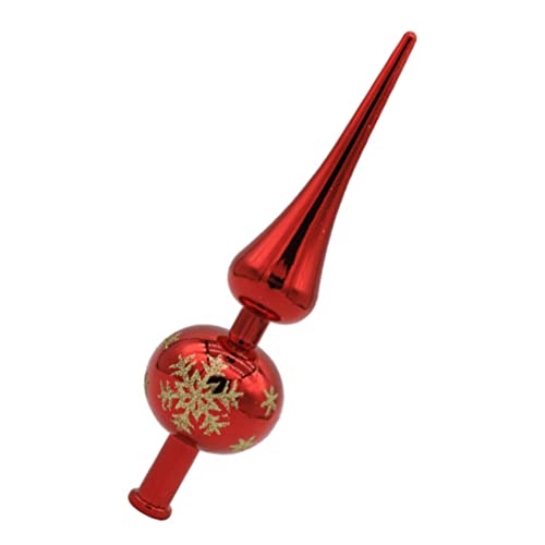 NUOBESTY Red Christmas Tree Topper - Hand-Painted Plastic Finial for Holiday Decor