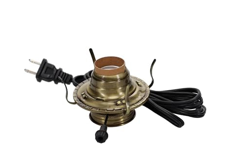 Electric Burner Antique Brass Plated with Black Cord & Switch