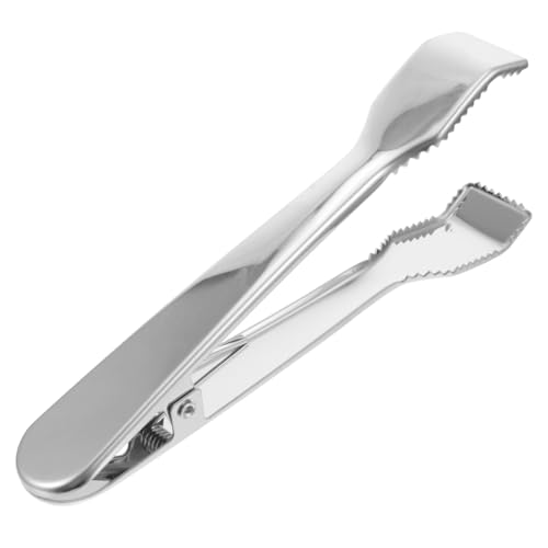 VOSAREA Stainless Steel Ice Tongs 7.07-Inch Spring-Loaded Serving Utensils with Teeth