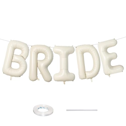 40 Inch Beige BRIDE Foil Balloons for Bachelorette & Bridal Shower