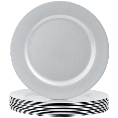 Silver Charger Plates Set of 12 - 13 Inch Dinner Plate Chargers - Elegant Table Decor