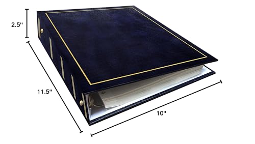 Magnetic Self-Stick Photo Album, 100-Page 3-Ring Binder, Navy Blue