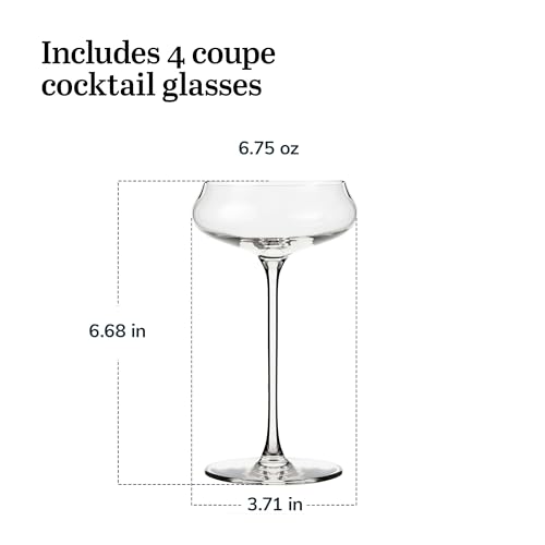 Libbey Signature Stratford 4-Piece Coupe Cocktail Glass Set - Elegant Stemmed Martini Glasses for Weddings & Parties