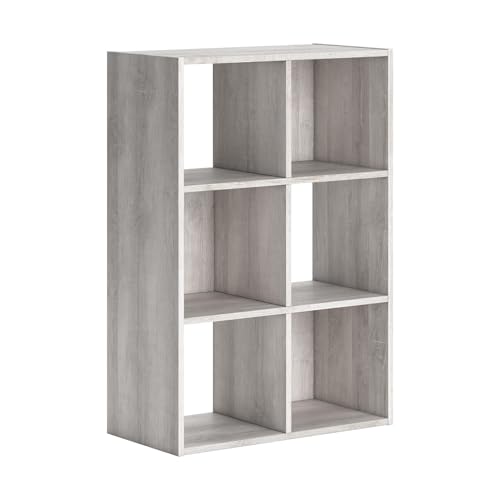 Signature Design by Ashley 6-Cube Storage Organizer Bookshelf Whitewash - Coastal Chic Style