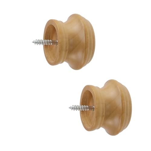 Wooden Curtain Rod Finials, 28mm Round Decorative End Caps - 2 Pack