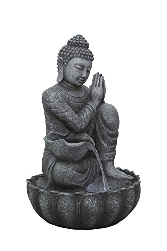 32-Inch Sitting Buddha Water Fountain with LED Lights for Indoor Outdoor