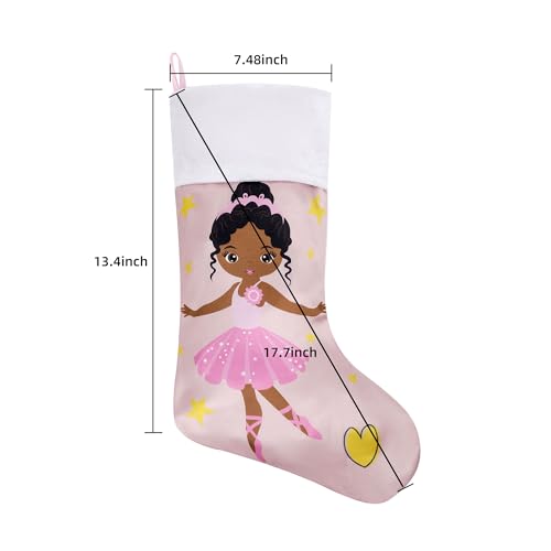 Pink Christmas Stocking with Black Princess Print - 18 Inch Holiday Decor - Pink Variation