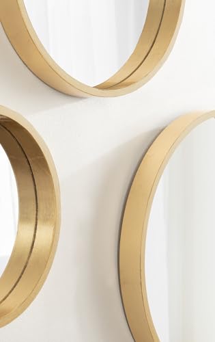 Modern Round Wall Mirror Set - 3-Piece Decorative Gold Circle Mirror Trio