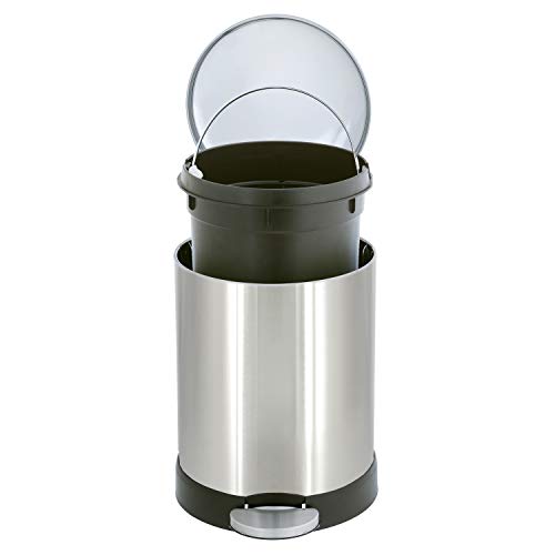 Small Stainless Steel Trash Can with Soft Close Lid and Step Pedal