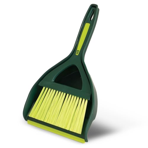 Mini Dustpan and Brush Set - Compact Nesting Hand Broom for Cleaning