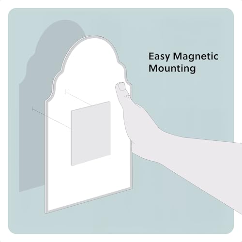 Magnetic Arch Locker Mirror, 9 x 6 Inch Gold Frame Mirror