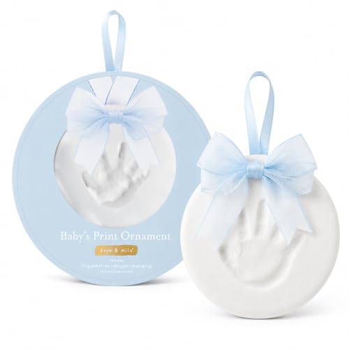 Kate & Milo Blue Baby Keepsake Clay Impression Kit with Blue Babyprints Variation: No-Bake Handprint & Footprint Ornament Kit