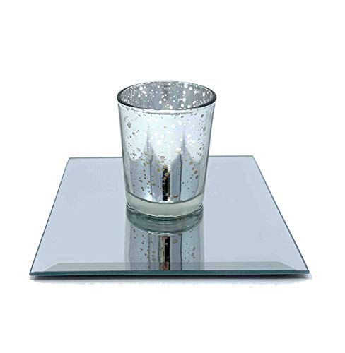 5-Inch Square Beveled Mirror Plates for Centerpieces - Set of 12
