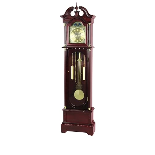 72 Inch Cherry Finish Grandfather Clock with Westminster Chime & Moon Dial