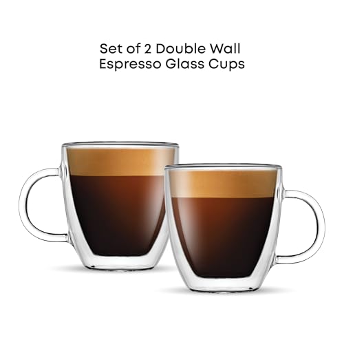 Double Wall Insulated Espresso Mugs - 5.4 Ounce Glass Set of 2