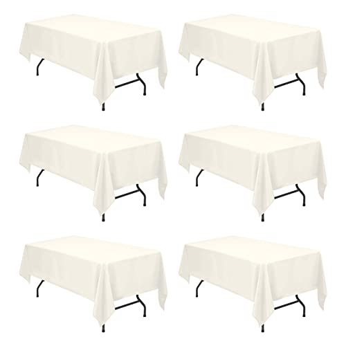 Ivory Rectangle Tablecloths 60x102 Inch (6 Pack) - Stain & Wrinkle Resistant
