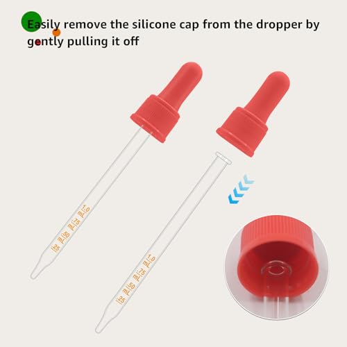 Glass Dropper Pipettes for Flavor Drops, 6-Piece Set with Accurate Scale