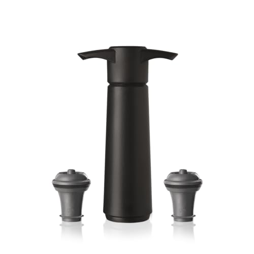 Vacuum Wine Saver Pump with 2 Reusable Bottle Stoppers - Black Wine Preserver