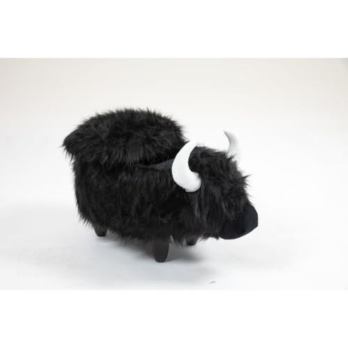 Animal-Shaped Cow Storage Ottoman with Wooden Legs