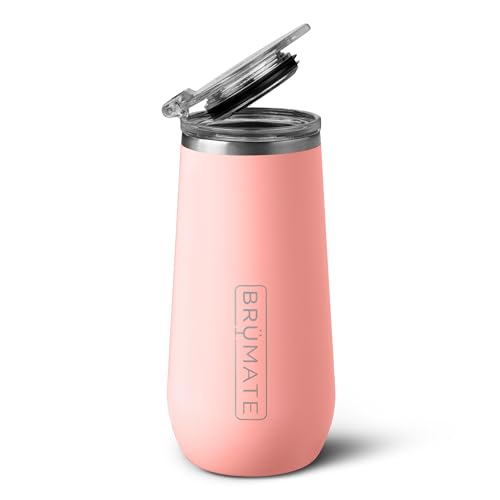 BrüMate 12oz Champagne Flute with Flip-Top Lid - Guava, Insulated Stainless Steel