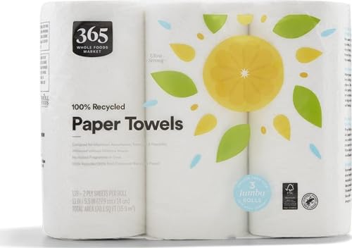 100% Recycled Jumbo Paper Towels, Ultra-Strong, 135 Sheets, 3 Rolls