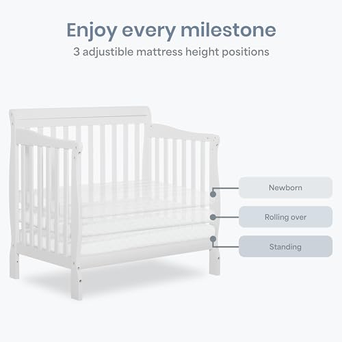 4-in-1 Convertible Mini Baby Crib for Small Spaces - White Solid Wood
