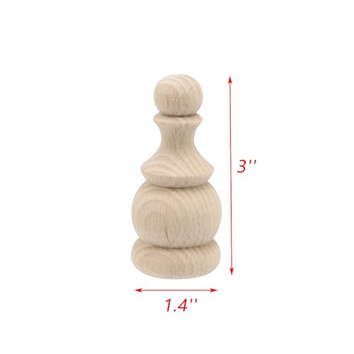4 Pcs Unfinished Wood Finials for Furniture, Cabinetry, and Curtain Rods