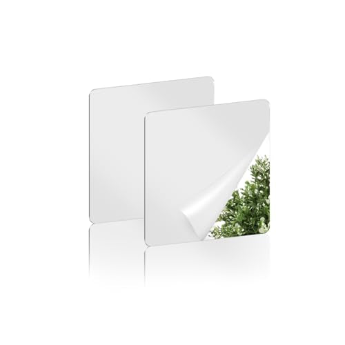 2-Pack Self-Adhesive Acrylic Mirror Tiles, 6x6 Inch Shatterproof Wall Decor