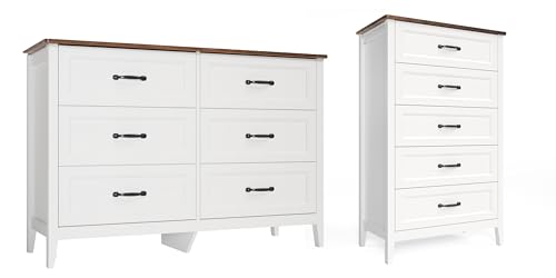 2-Piece Bedroom Dresser Set with 5-Drawer and 6-Drawer Wood Chests