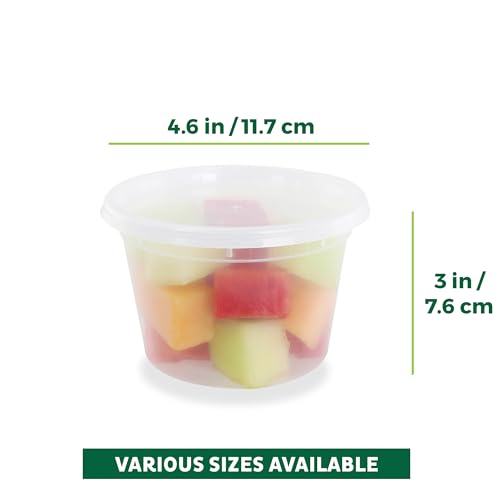 16 oz Plastic Deli Food Storage Containers with Lids (50 Pack) - Meal Prep