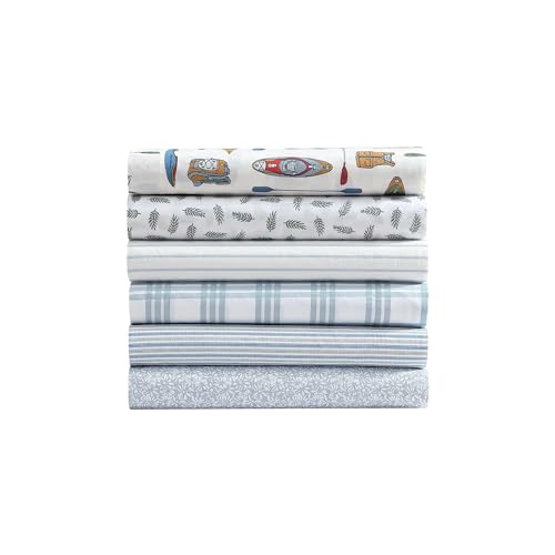 Eddie Bauer - Twin Sheets, Cotton Percale Bedding Set, Crisp & Cool Home Decor (Essential Stripe White, Twin)