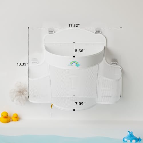 Hanging Bath Toy Storage Organizer - Quick Dry Mesh Holder with Zipper