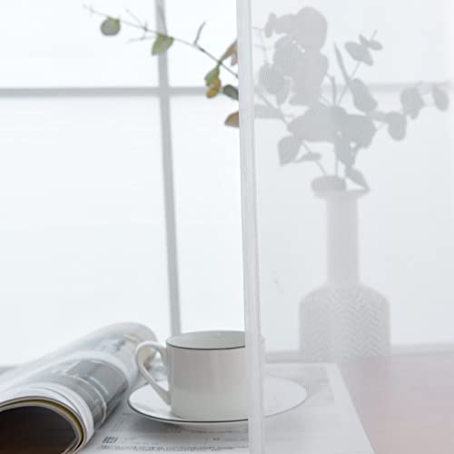 White Sheer Voile Window Curtain Panels - Dual Rod Pocket, 52 x 84 Inch (Pair)