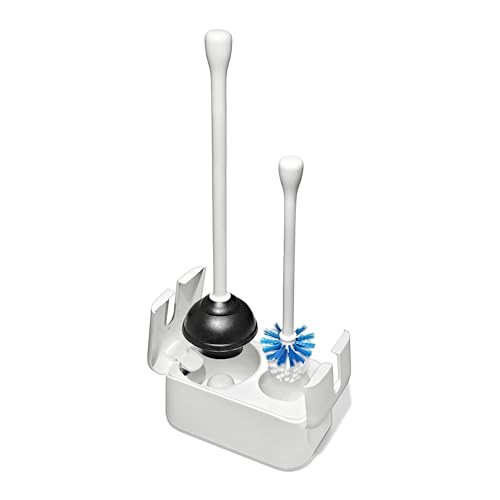 Toilet Brush and Plunger Set with Space-Saving Canister Holder