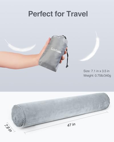 Inflatable Body Pillow for Travel | 47-Inch Soft Round Pillow for Side Sleepers