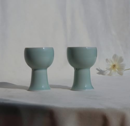 Korean Ceramic Shot Glass Set with Bell Sound - Sake & Soju Cups, Traditional Design, 2 Pack